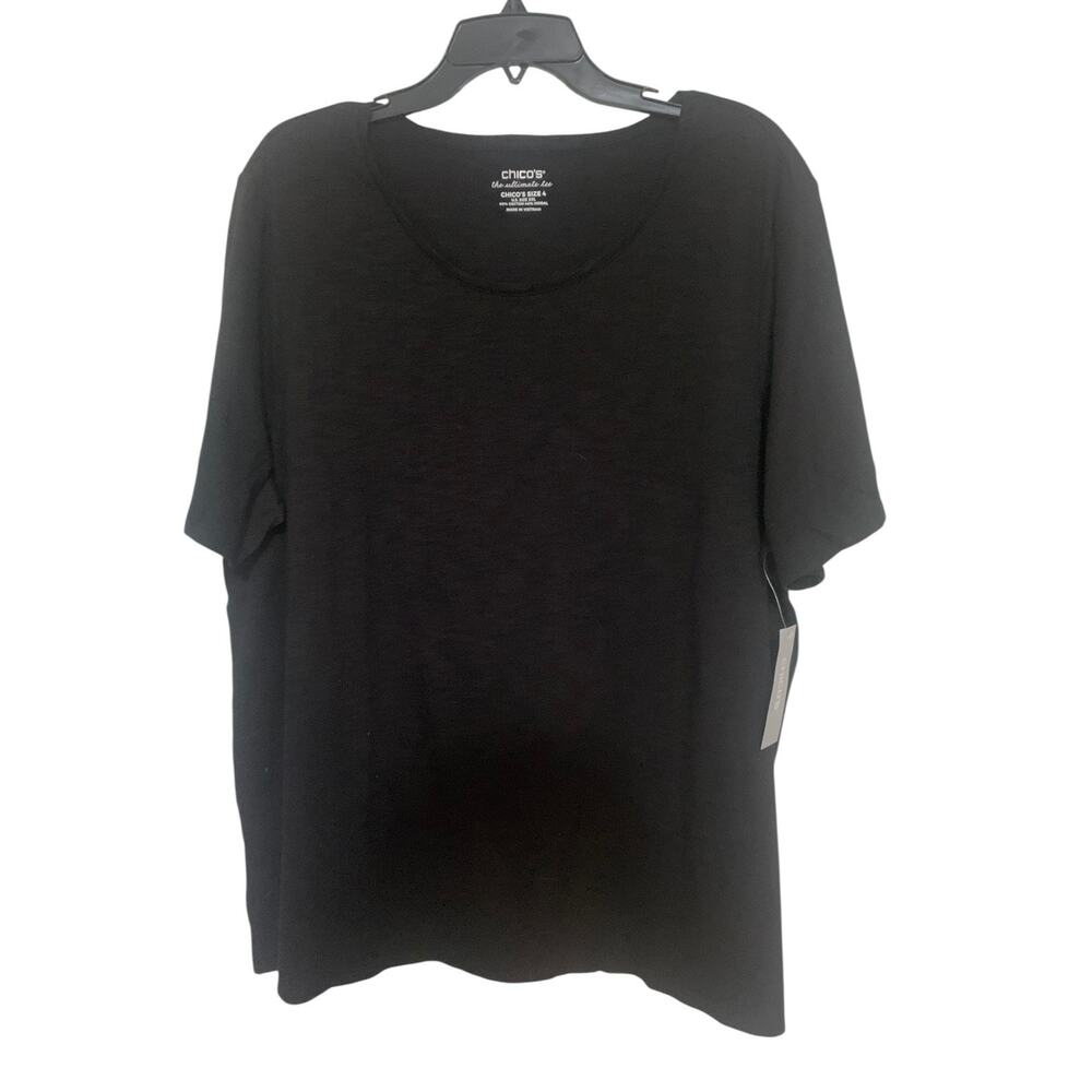 NWT Chico’s Size 4 XXL Black Tee Button Back Basic Minimalist Layering Plus Size